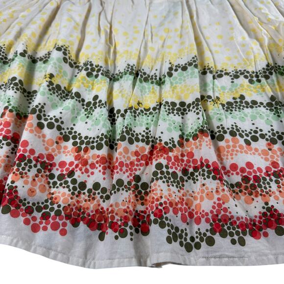 J.Jill Cotton Knee Length Flare Skirt Cream Coral Polkadots 6 Petite Boho Fairy - Picture 3 of 10